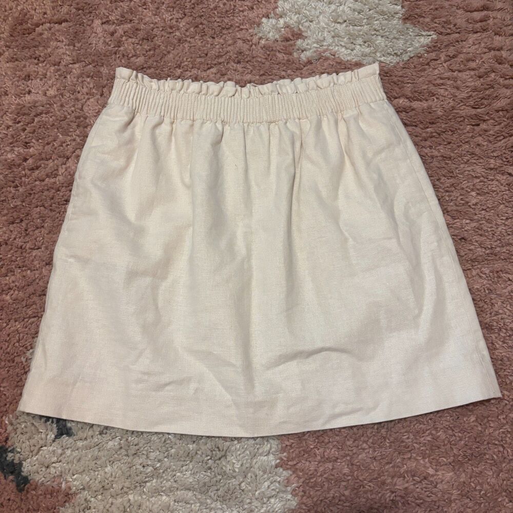 J Crew Mini Skirt Size 6 Linen Blend Re-Imagined Light Sand/Beige Lined Beach - Picture 2 of 9